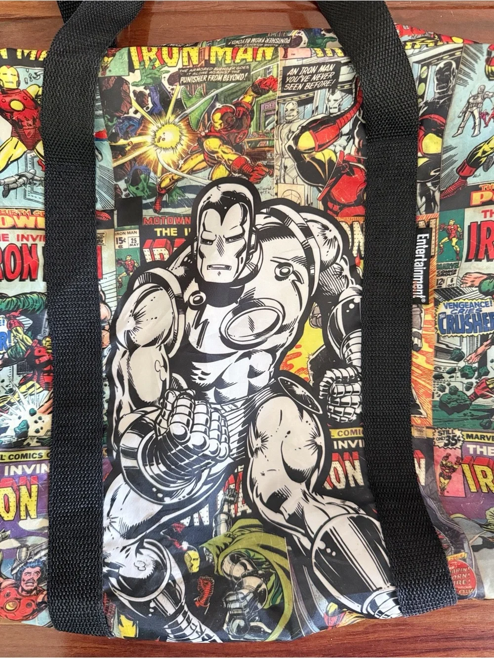 Entertainment Earth Marvel Iron Man Comic Book Print Duffle Bag Overnight Travel